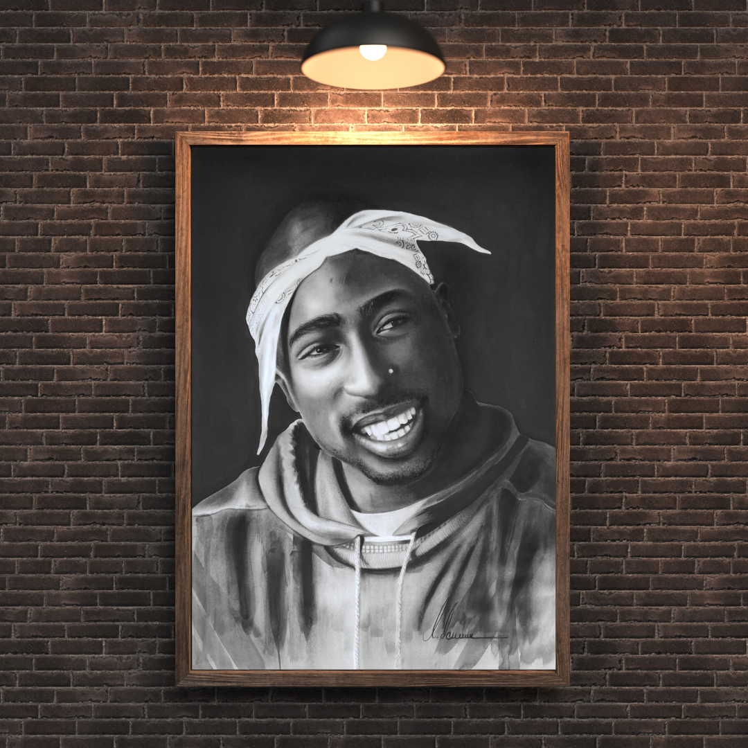 Kohlenbild "Tupac" Original