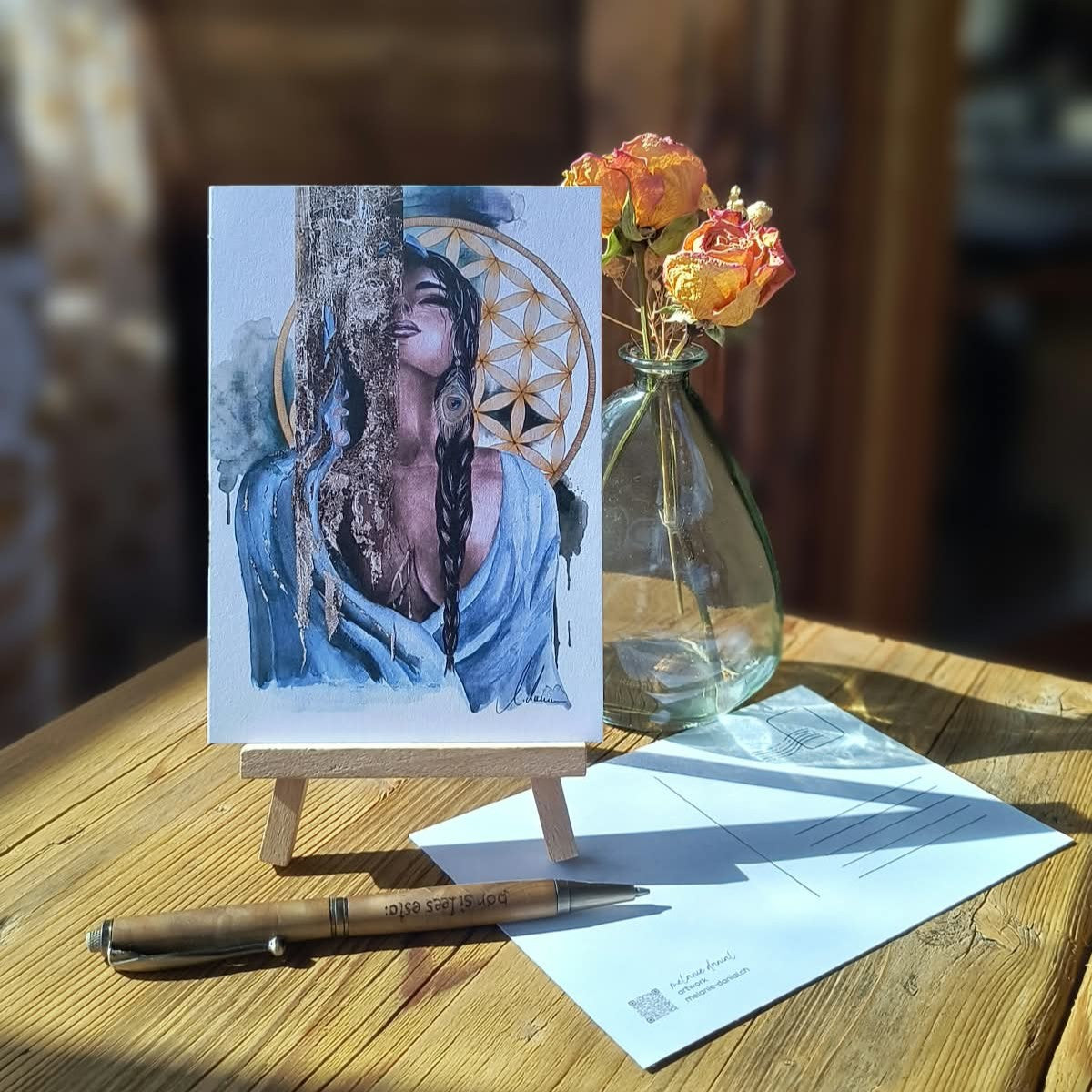 Postkarte Aquarell "Golden Light"