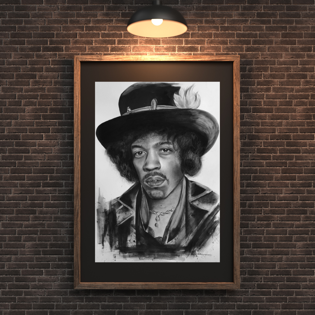 Kohlenbild "Jimi Hendrix"