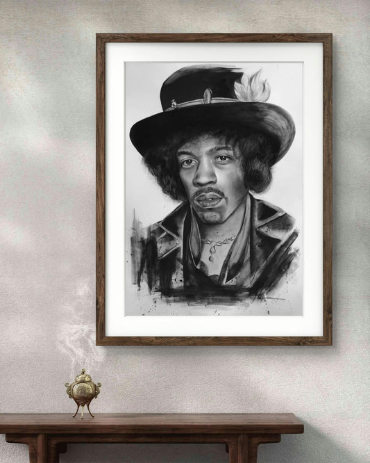 Kohlenbild "Jimi Hendrix" Original