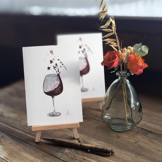 Postkarte Aquarell "Dancing Wine"